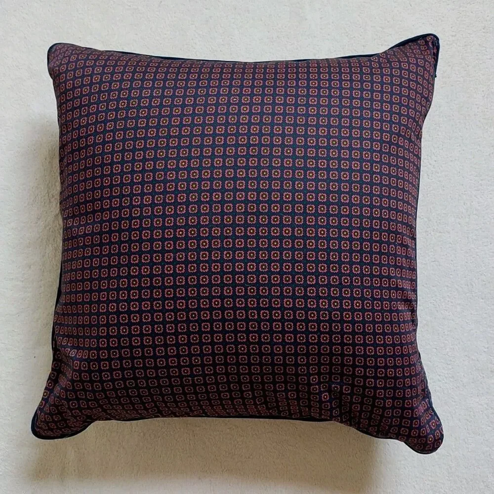 Lauren Ralph Lauren Corded Accent Pillow Blue Red Floral Fabric Zip Square 18x18